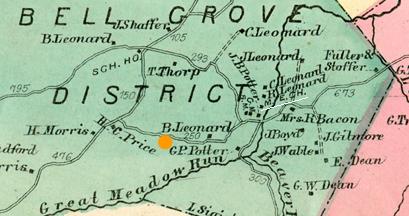 1872 Fayette County Atlas map of area surrounding church